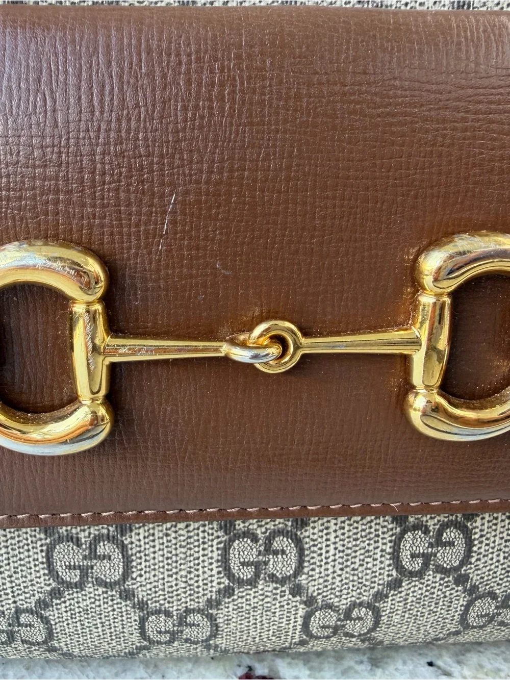 Gucci Brown GG Supreme Crossbody with Gold Horsebit